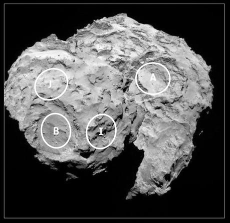 J y C, lugares elegidos para el aterrizaje de Philae J y C, lugares elegidos para el aterrizaje de Philae