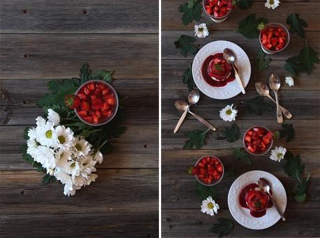 Panna Cotta, frambuesas y fresas