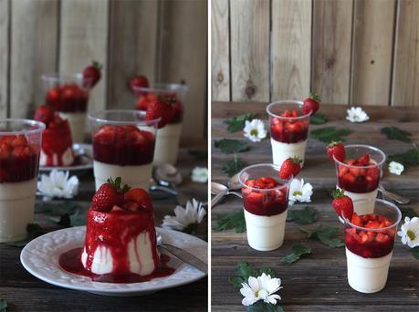 Panna Cotta, frambuesas y fresas