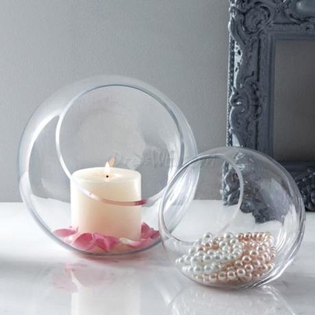Detalles para invitados y decoración para bodas con cristal Jarrones colgantes con velas y perlas