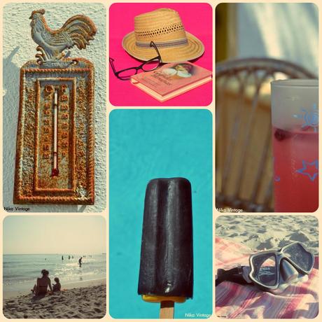 verano, fotografia, sombrillas, sombreros, refrescos,modboard, collages