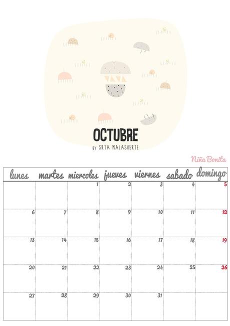 Imprimible: Calendario Octubre 2014