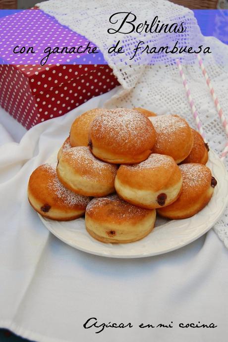 Berlinas rellenas de ganache de frambuesa