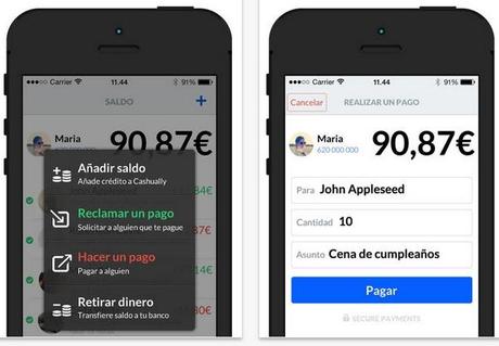 Cashually, app para iOS y Android para pagar o cobrar dinero a los amigos a través del móvil cashually