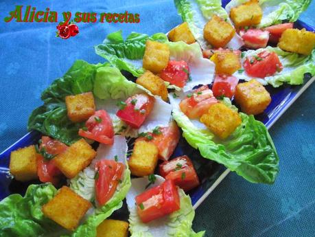 DADOS DE POLENTA FRITA EN ENSALADA DADOS DE POLENTA FRITA EN ENSALADA