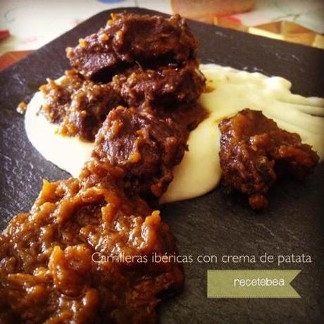 Carrilleras ibéricas al vino tinto con crema de patata