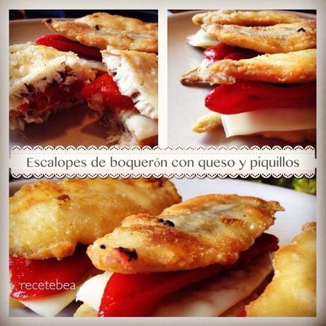 Escalopes de boquerón rellenos de piquillo y queso