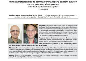 Anuario ThinkEPI 2014: #CommunityManager y #ContentCurator por @jguallar y @javierleiva. Perfiles profesionales de CM y CC por Javier Guallar y Javier Leiva