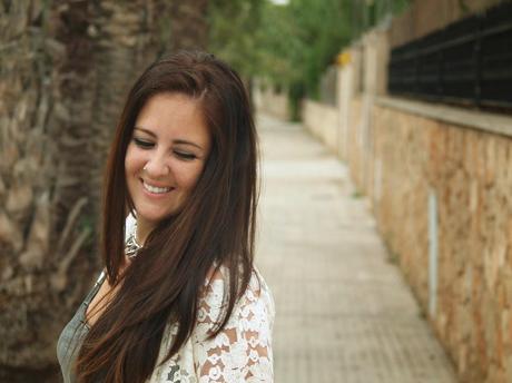 Lace kimono between palm trees Lace kimono between palm trees