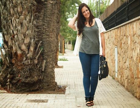 Lace kimono between palm trees Lace kimono between palm trees