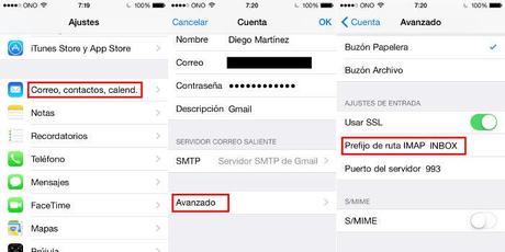 Pasos para ver las carpetas de correo IMAP