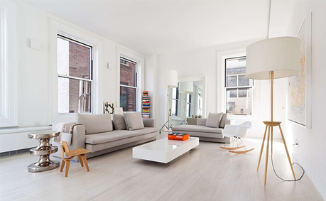 Blanco diseño interior en apartamento de Nueva York