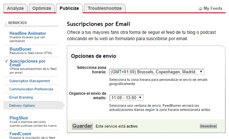 Tutorial Blogger: Personalizar la suscripción por mail (feedburner) cambiar-horario-envios-correo-feed