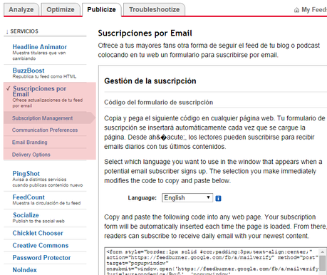 Tutorial Blogger: Personalizar la suscripción por mail (feedburner) hacer-modificaciones-feedburner