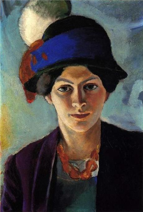 August Macke , “Portrait Of The Artist’s Wife With A Hat,” 1909