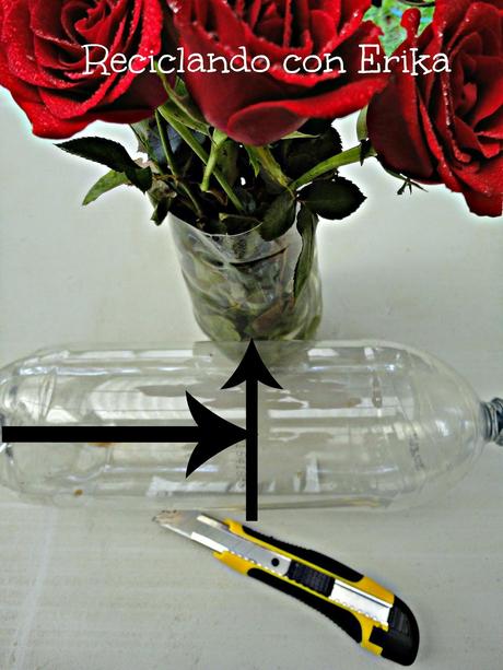 Florero reciclado de envase plástico Florero reciclado de envase plástico