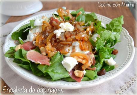 Ensalada de espinacas. Receta casera, sana, fácil y rápida.