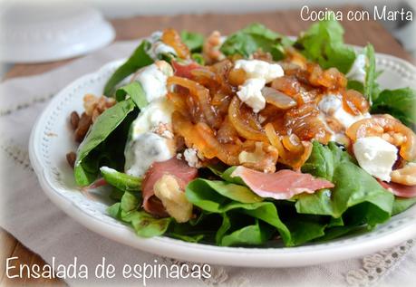 Ensalada de espinacas. Receta casera, sana, fácil y rápida.