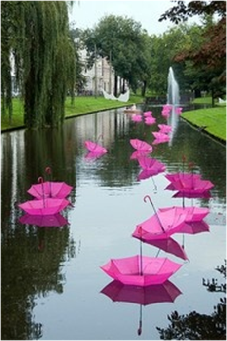 Decoración con paraguas….. decoración de estanques