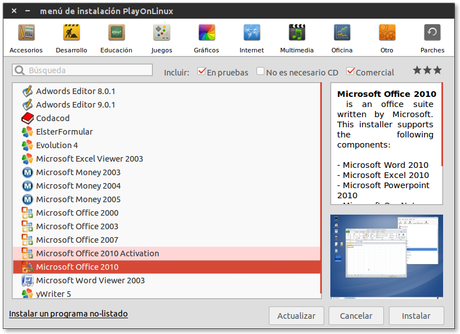 MICROSOFT OFFICE 2010 EN UBUNTU