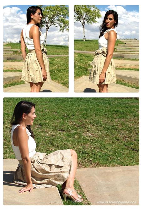 falda brocada DIY 1 Cómo hacer una falda brocada sin patrón  DIY 