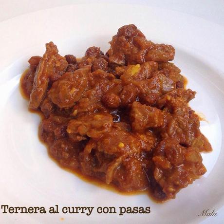 Ternera al curry con pasas.