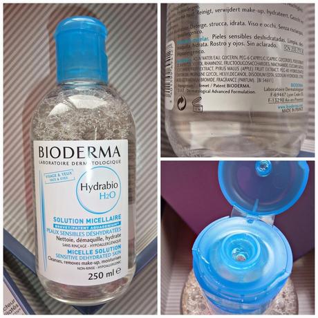 Bioderma: Hydra Bio H2O Solución Micelar para pieles sensibles y deshidratadas (agua micelar de tapón azul) y Sebium Pore Refiner para pieles con imperfecciones (afinador de poros)