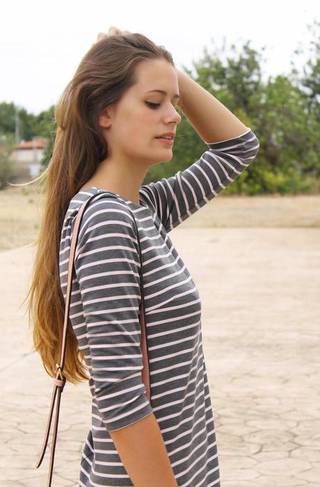 Striped Dress with Blumonde Striped Dress with Blumonde