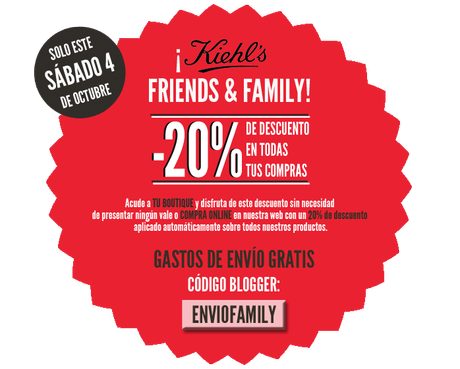 Kiehl's Friends&Family | 20% de descuento en todas tus compras mañana 4 de octubre Kiehl's Friends&Family | 20% de descuento en todas tus compras mañana 4 de octubre