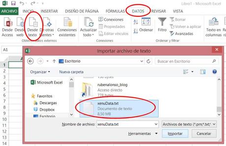 Importar datos Xenu en Excel