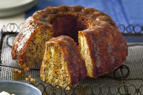 Receta de Pastel de Plátano con Salsa de Miel de Naranja foto de pastel de platano con miel de naranja