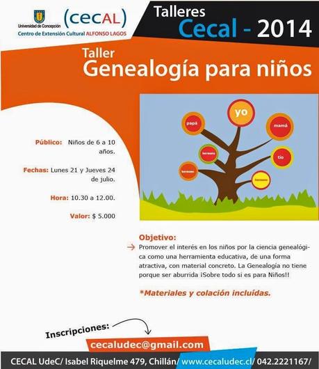 Genealogía para niños # 1 en Talleres de Invierno CECAL, de la Universidad de Concepción Genealogía para niños # 1 en Talleres de Invierno CECAL, de la Universidad de Concepción