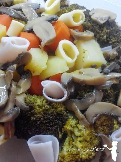 Ensalada templada de brécol y champiñones Ensalada templada de brécol y champiñones