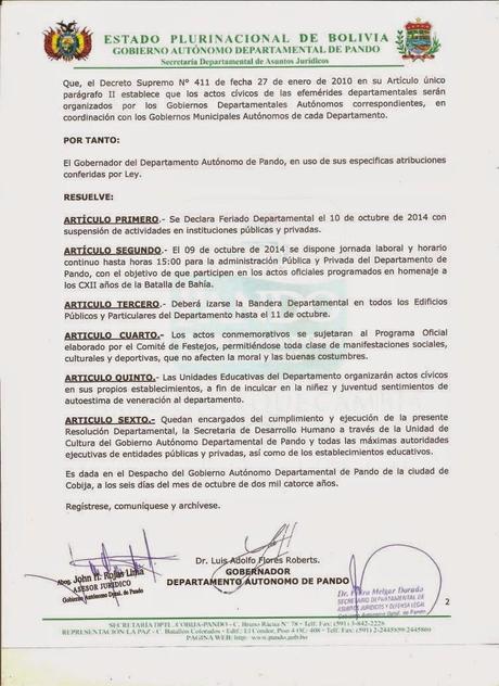 EN PANDO ADELANTAN CONMEMORACIÓN POR LA BATALLA DE BAHÍA EN PANDO ADELANTAN CONMEMORACIÓN POR LA BATALLA DE BAHÍA