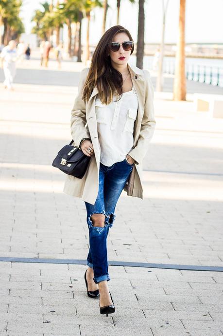 Ripped Jeans And Trench