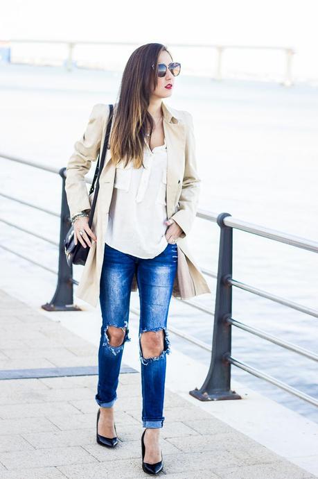 Ripped Jeans And Trench