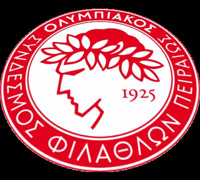 Escudo del equipo de fútbol Olympiacos F.C. de Atenas.