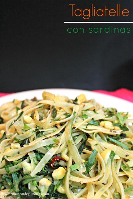 Tagliatelle con sardinas al estragón