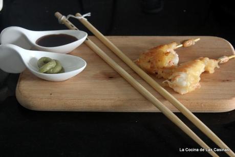 Langostinos en Tempura, Wasabi y Salsa Teriyaki