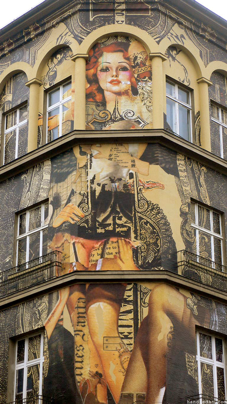 Handiedan transforma el arte urbano en un espectáculo de varietés. art nouveau handiedan arte urbano original diferente vintage erótico calle