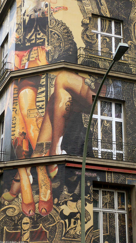 Handiedan transforma el arte urbano en un espectáculo de varietés. art nouveau handiedan arte urbano original diferente vintage erótico calle