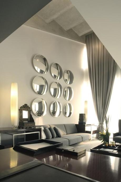 Espejito espejito Grupo de espejos redondos, Espejos ojo de pez, Decorar el salón con espejos, Decorar con espejos