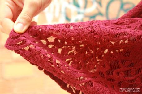 Lace burgundy dress & moccasins