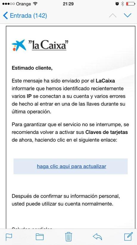 la caixa correo spam conexiones no autorizadas