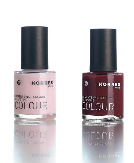 Rosa palo y vino intenso, dos de los colores de la colección de Korres para este otoño.