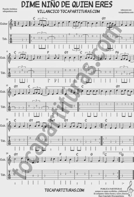 Dime Niño de Quien Eres Tablatura de Guitarra Villancico Tradicional de Navidad Dime Niño de Quien Eres Tablatura de Guitarra Villancico Tradicional de Navidad