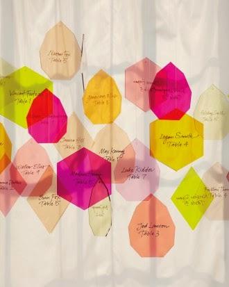 Seating plan papeles colgados Boda fluor