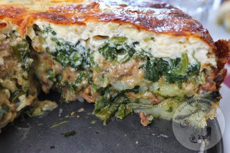 PASTEL DE ESPINACAS, PATATAS Y CARNE PICADA PASTEL DE ESPINACAS, PATATAS Y CARNE PICADA