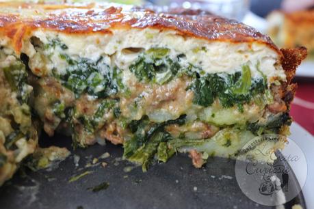 PASTEL DE ESPINACAS, PATATAS Y CARNE PICADA PASTEL DE ESPINACAS, PATATAS Y CARNE PICADA