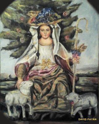 Iconografía de la Pastora de Cantillana: Pintura de un repostero